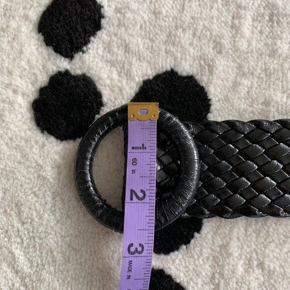 Vintage 80s 90s Black Braided Faux Leather Wide Statement Boho Chic Cinch Belt - Picture 8 of 10